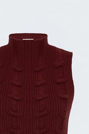 Sateen Kadın Örgölü Sıfır Kol Triko 109-7109
