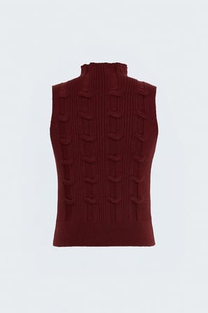 Sateen Kadın Örgölü Sıfır Kol Triko 109-7109