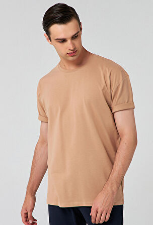 Ds Damat Comfort Bej Bol Kesim %100 Pamuk T-Shirt