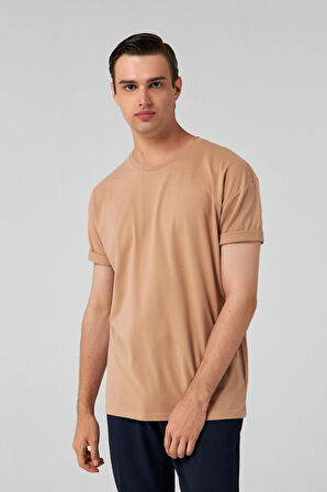 Ds Damat Comfort Bej Bol Kesim %100 Pamuk T-Shirt