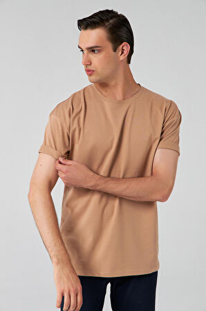 Ds Damat Comfort Bej Bol Kesim %100 Pamuk T-Shirt