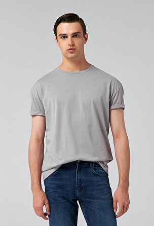 Ds Damat Comfort Gri Bol Kesim %100 Pamuk T-Shirt