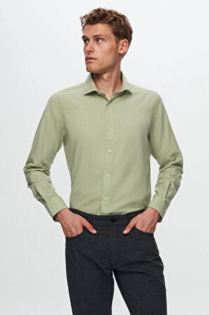 Ds Damat Regular Fit Yesil Düz Gömlek 8HC02ORT14327 8HC02ORT14327