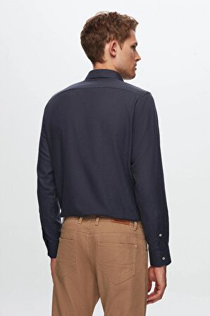 Ds Damat Slim Fit Lacivert Armürlü Gömlek 8HC02ORT13288 8HC02ORT13288
