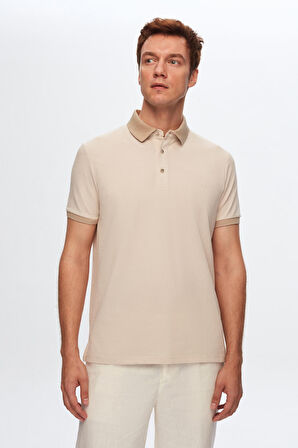 Ds Damat Regular Fit Bej Polo Yaka Nakışlı Pamuk Karışımlı T-Shirt 8HC14ORT52000 8HC14ORT52000