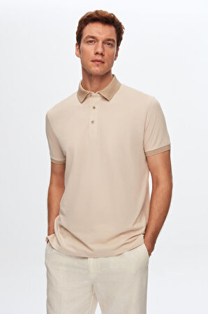 Ds Damat Regular Fit Bej Polo Yaka Nakışlı Pamuk Karışımlı T-Shirt 8HC14ORT52000 8HC14ORT52000