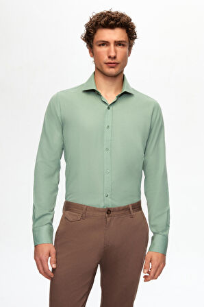 D'S Damat Slim Fit Yeşil İtalyan Yaka Gömlek 2HF02ORT5185