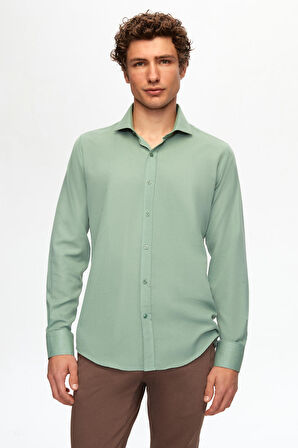 D'S Damat Slim Fit Yeşil İtalyan Yaka Gömlek 2HF02ORT5185
