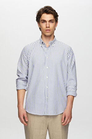 Ds Damat Slim Fit Lacivert Çizgili Gömlek 0HC02ORT11265