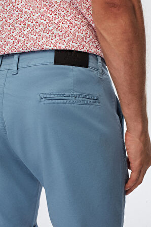 Ds Damat Slim Fit İndigo Yandan Cepli Pamuklu Chino Şort