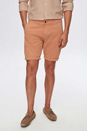 Ds Damat Slim Fit Camel Yandan Cepli Pamuklu Chino Şort
