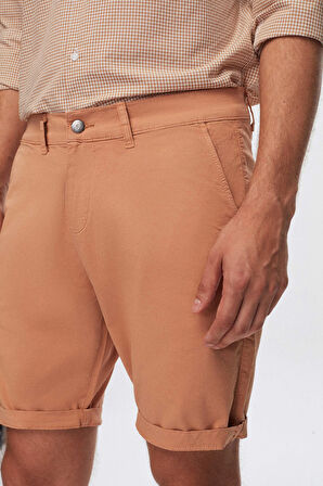 Ds Damat Slim Fit Camel Yandan Cepli Pamuklu Chino Şort