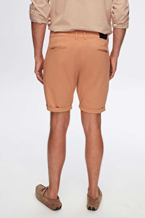 Ds Damat Slim Fit Camel Yandan Cepli Pamuklu Chino Şort