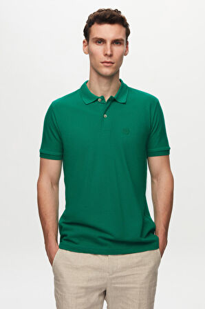 D'S Damat Regular Fit Yeşil/Saks Mavi/Vizon Pike Dokulu %100 Pamuk Polo Yaka T-Shirt 6HC14ORTBN510
