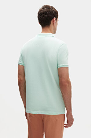 Ds Damat Regular Fit Mint %100 Pamuklu Uzun Ömürlü Kıvrılmaz Polo Yaka Nakışlı T-Shirt