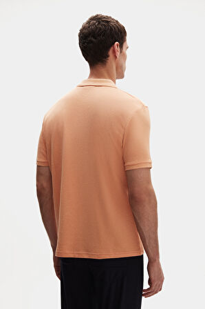 Ds Damat Regular Fit Kayısı %100 Pamuklu Uzun Ömürlü Kıvrılmaz Polo Yaka Nakışlı T-Shirt