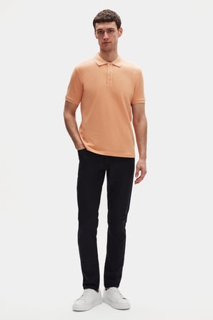 Ds Damat Regular Fit Kayısı %100 Pamuklu Uzun Ömürlü Kıvrılmaz Polo Yaka Nakışlı T-Shirt
