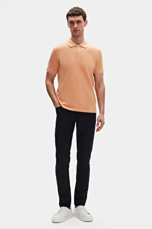 Ds Damat Regular Fit Kayısı %100 Pamuklu Uzun Ömürlü Kıvrılmaz Polo Yaka Nakışlı T-Shirt