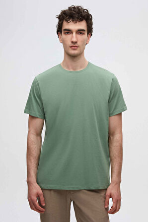 Ds Damat Slim Fit Yeşil Bisiklet Yaka %100 Pamuklu Nefes Alabilen T-Shirt 4HC141996753M