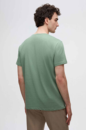 Ds Damat Slim Fit Yeşil Bisiklet Yaka %100 Pamuklu Nefes Alabilen T-Shirt 4HC141996753M
