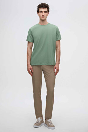 Ds Damat Slim Fit Yeşil Bisiklet Yaka %100 Pamuklu Nefes Alabilen T-Shirt 4HC141996753M