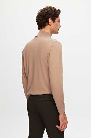 Ds Damat Regular Fit Bej Pamuk Karışımlı Yarım Balıkçı Triko Kazak