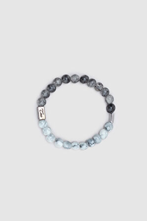 Twn Parlak Beyaz Antrasit Cam Erkek Bileklik