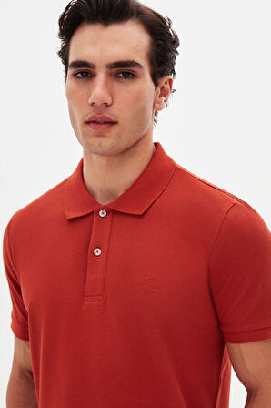 Ds Damat Regular Fit Tarçın %100 Pamuklu Uzun Ömürlü Kıvrılmaz Polo Yaka Nakışlı T-Shirt