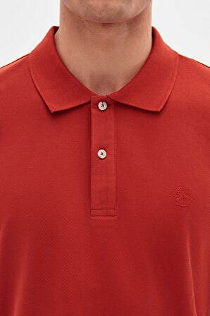 Ds Damat Regular Fit Tarçın %100 Pamuklu Uzun Ömürlü Kıvrılmaz Polo Yaka Nakışlı T-Shirt