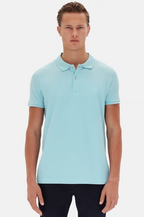 Ds Damat Regular Fit Aqua %100 Pamuklu Uzun Ömürlü Kıvrılmaz Polo Yaka Nakışlı T-Shirt