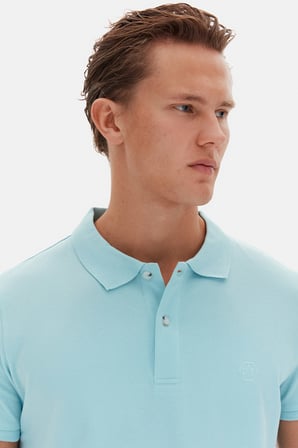 Ds Damat Regular Fit Aqua %100 Pamuklu Uzun Ömürlü Kıvrılmaz Polo Yaka Nakışlı T-Shirt