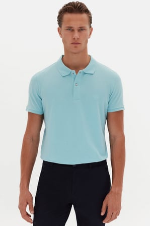 Ds Damat Regular Fit Aqua %100 Pamuklu Uzun Ömürlü Kıvrılmaz Polo Yaka Nakışlı T-Shirt