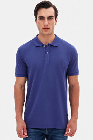Ds Damat Regular Fit Mor %100 Pamuklu Uzun Ömürlü Kıvrılmaz Polo Yaka Nakışlı T-Shirt