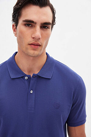 Ds Damat Regular Fit Mor %100 Pamuklu Uzun Ömürlü Kıvrılmaz Polo Yaka Nakışlı T-Shirt
