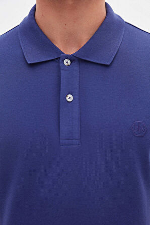 Ds Damat Regular Fit Mor %100 Pamuklu Uzun Ömürlü Kıvrılmaz Polo Yaka Nakışlı T-Shirt