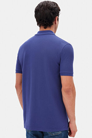 Ds Damat Regular Fit Mor %100 Pamuklu Uzun Ömürlü Kıvrılmaz Polo Yaka Nakışlı T-Shirt