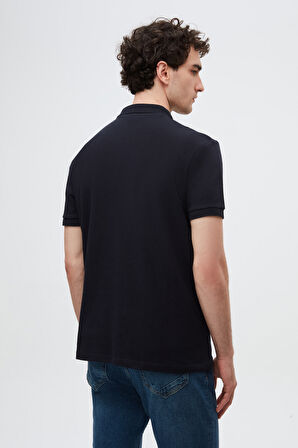 Ds Damat Regular Fit Lacivert %100 Pamuklu Uzun Ömürlü Kıvrılmaz Polo Yaka Nakışlı T-Shirt