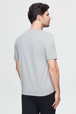 Twn Gri Melanj %100 Pamuklu Kısa Kollu 2'Li Pijama Takimi