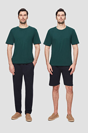 Twn Yeşil %100 Pamuklu Kısa Kollu 3'Lü Pijama Takimi