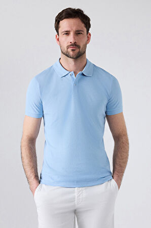 Ds Damat Regular Fit Açık Mavi/Kiremit/Açık Yeşil Pike Dokulu %100 Pamuk Polo Yaka T-Shirt