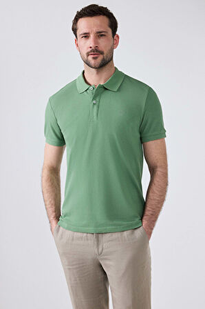 Ds Damat Regular Fit Açık Mavi/Kiremit/Açık Yeşil Pike Dokulu %100 Pamuk Polo Yaka T-Shirt