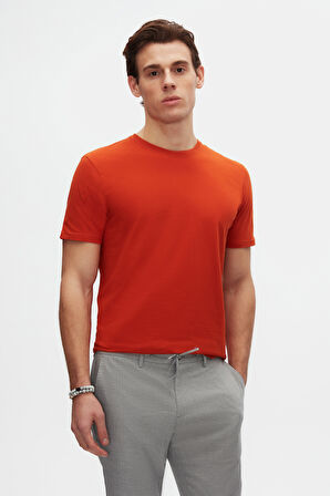 Ds Damat Slim Fit Kiremit Bisiklet Yaka %100 Pamuklu Nefes Alabilen T-Shirt