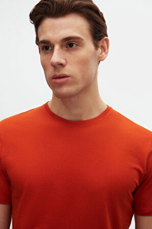 Ds Damat Slim Fit Kiremit Bisiklet Yaka %100 Pamuklu Nefes Alabilen T-Shirt