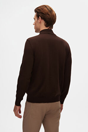 D'S Damat Ds Damat Regular Fit Kahverengi Pamuk Karışımlı Yarım Balıkçı Triko Kazak 5HF06ORT16275