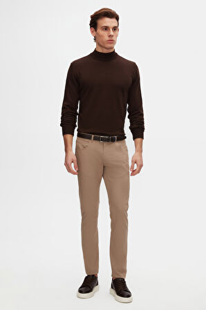 D'S Damat Ds Damat Regular Fit Kahverengi Pamuk Karışımlı Yarım Balıkçı Triko Kazak 5HF06ORT16275