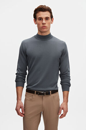 Ds Damat Regular Fit Okyanus Mavisi Pamuk Karışımlı Yarım Balıkçı Triko Kazak 5HF06ORT16275