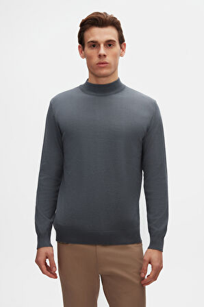Ds Damat Regular Fit Okyanus Mavisi Pamuk Karışımlı Yarım Balıkçı Triko Kazak 5HF06ORT16275