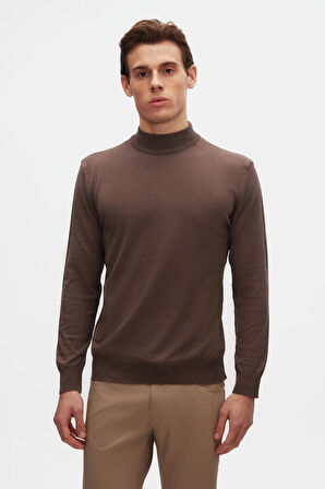 D'S Damat Ds Damat Regular Fit Vizon Pamuk Karışımlı Yarım Balıkçı Triko Kazak 5HF06ORT16275