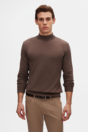 Ds Damat Regular Fit Vizon Pamuk Karışımlı Yarım Balıkçı Triko Kazak 5HF06ORT16275