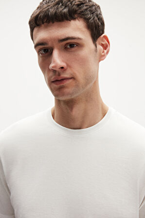 Ds Damat Oversize Ekru Bisiklet Yaka %100 Pamuk T-Shirt